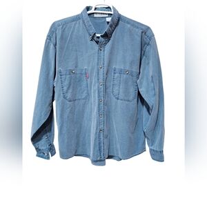 Vintage Bugle Boy‎ Blue Button-Down Shirt Size Extra Large
